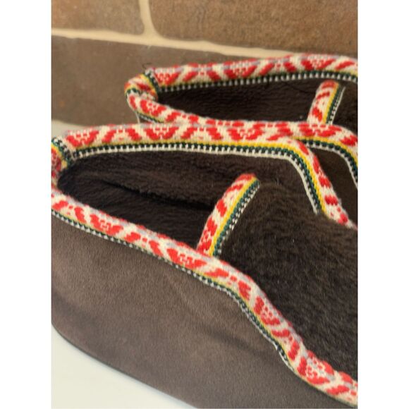 Woolrich Moccasin Slippers Women Size‎ 8.5-9.5 Brown Leather Shearling - Picture 3 of 11